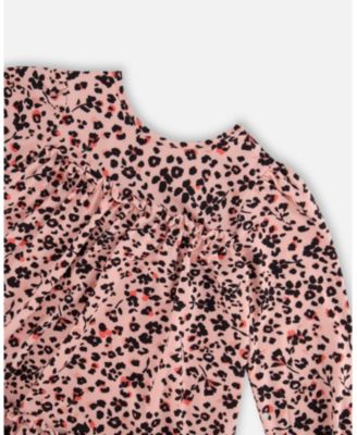 Girls' Long Sleeve Dress with Frills Printed - Big Kid