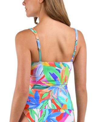 Tropi Flage Twist Front Tankini Top  