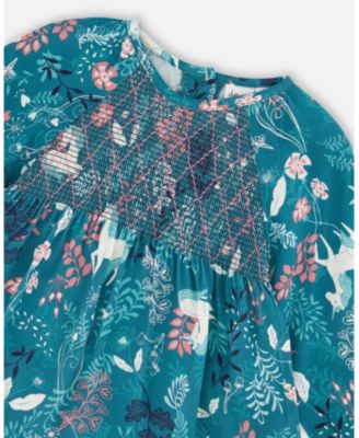 Girls' Long Sleeve Viscose Printed Fairy Unicorn Blouse - Big Kid