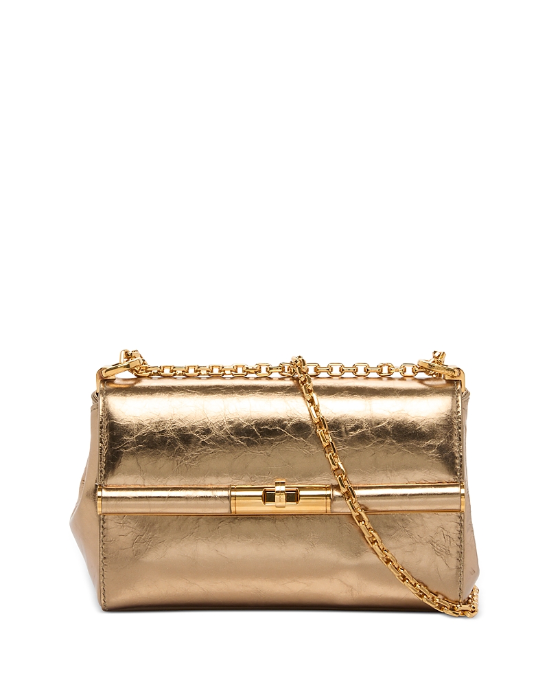 Dolce & Gabbana Rectangular Leather Mini Marlene Shoulder Bag In Gold