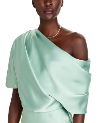 Draped Satin One Shoulder Dress