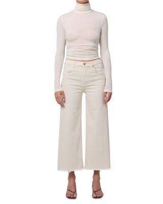 Lyra High Rise Crop Wide Leg Jeans in Almondette