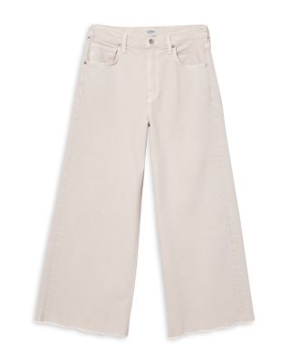 Lyra High Rise Crop Wide Leg Jeans in Almondette