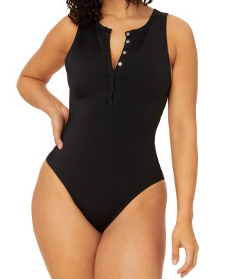 Andie - Women's Malibu Snap Front Long Torso One Piece Swimsuit
