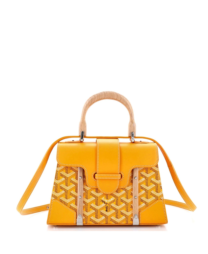 PRE-OWNED GOYARD PRE-OWNED GOYARD MINI STRUCTURED SAIGON TOP HANDLE BAG COATED CANVAS WITH LEATHER