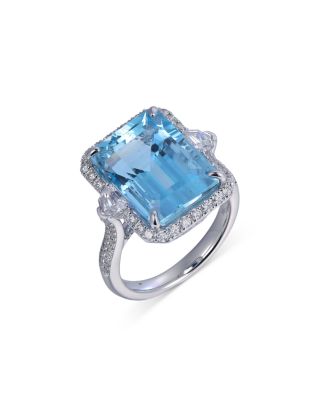 Bloomingdale's Fine Collection - Aquamarine & Diamond Ring in 18K White Gold