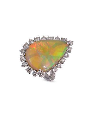 Bloomingdale's Fine Collection Opal & Diamond Ring in 18K White Gold