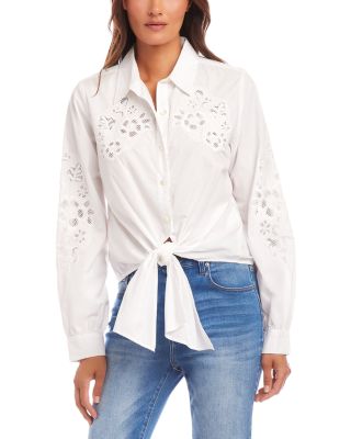 Karen Kane - Embroidered Tie Front Shirt