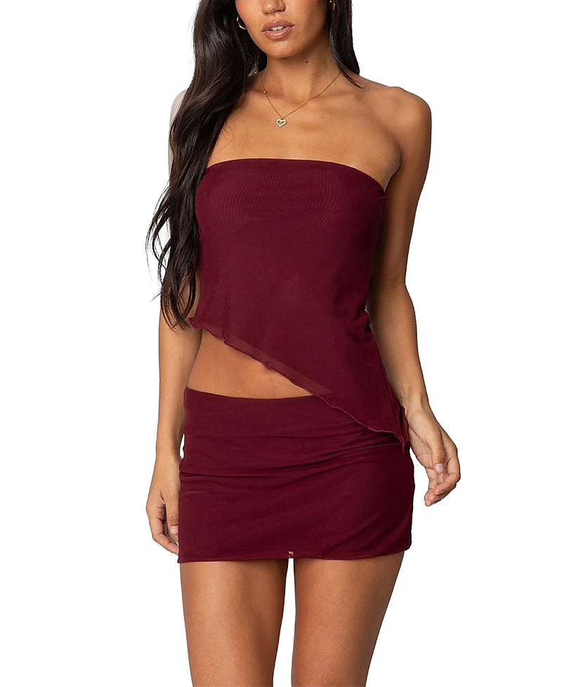 EDIKTED VIVI MESH ASYMMETRIC TUBE TOP