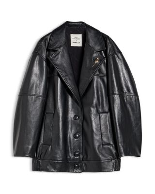 レザージャケット・コート MARELLA Bomber capsule Emily Ratajkowski x Marella Marella Bomber Leather Jacket | Bloomingdale's
