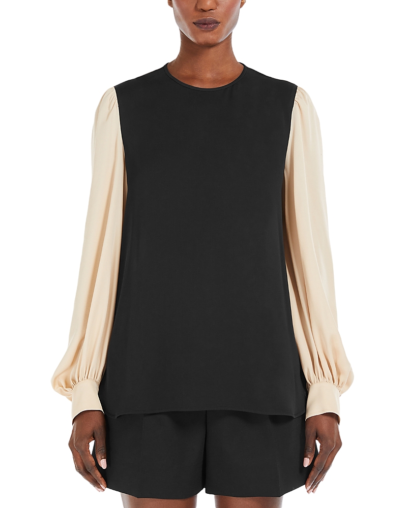 Max Mara Womens Black Cerea Round-neck Silk Blouse In Black