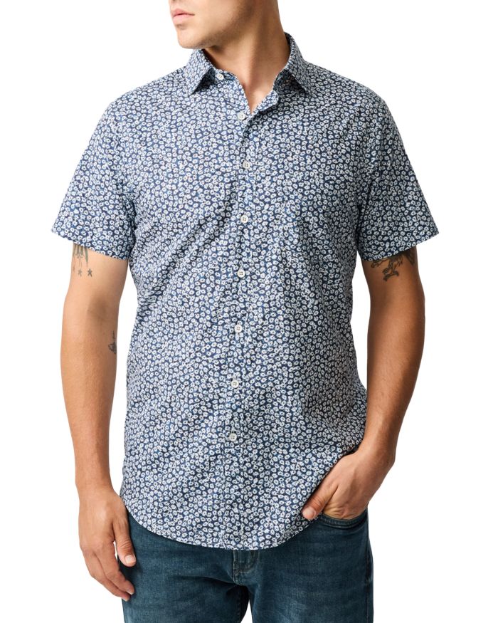 Printed Short Sleeve Button Front Shirt