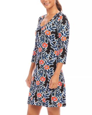 Three Quarter Sleeve A Line Dress