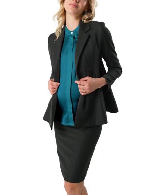 Women's Short Sleeve Satin Maternity Shell Top with Concealed Nursing Zip