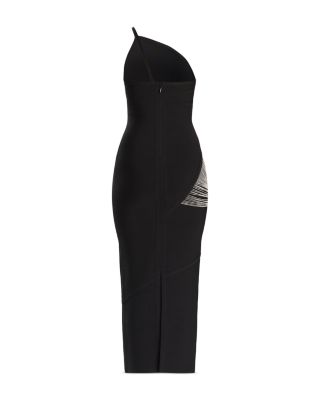 black and white herve leger dress It is unlined and should be dry cleaned only Herv Lger STRIPED BANDAGE GOWN