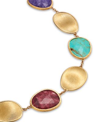 18K Yellow Gold Lunaria Color Triple Stone Link Bracelet