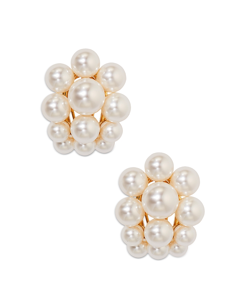 Shop Nadri London Large Cluster Pearl Earrings In Gold/white