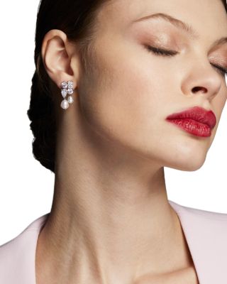 London Cluster Freshwater Pearl Drop Earrings