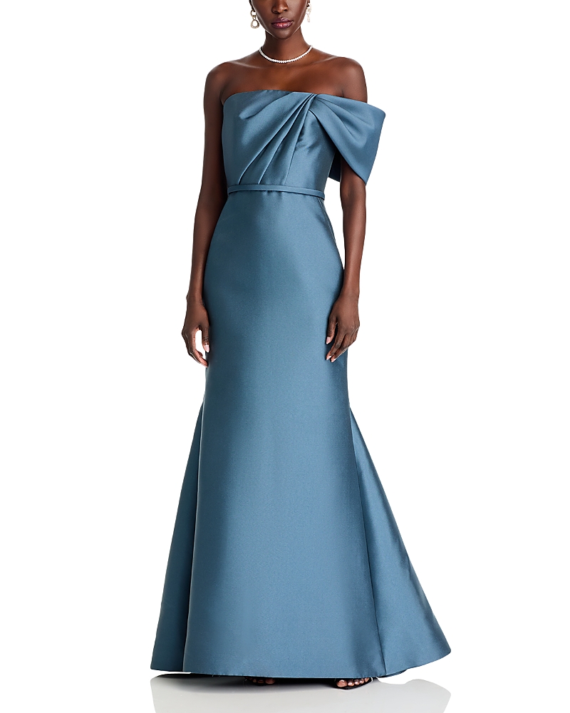 Amsale Bow Detail Gown In Petrol