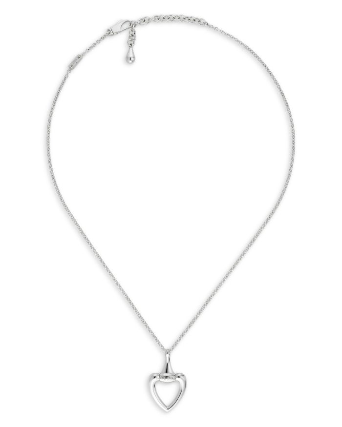 Sterling Silver Gucci Heart Pendant Necklace, 15.7-18"