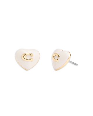 COACH - Signature Enamel Heart Stud Earrings