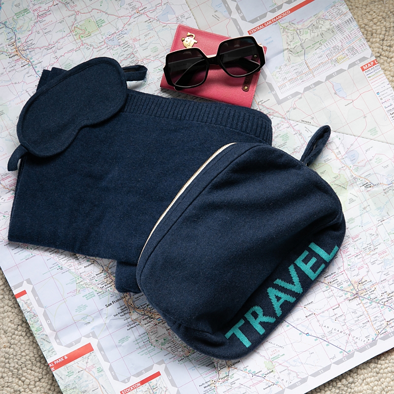 Pink Lemonade Words Travel Set In Navy