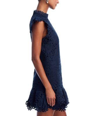 Mock Neck Lace Shift Dress - Exclusive