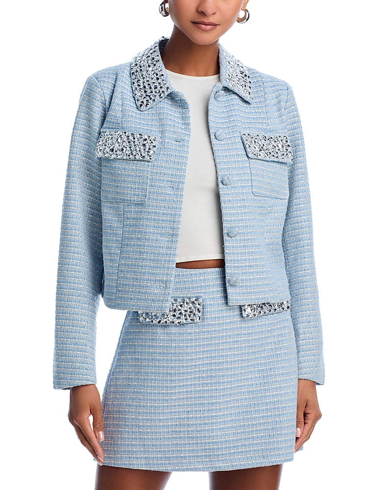 AQUA TWEED FIVE BUTTON JACKET - EXCLUSIVE