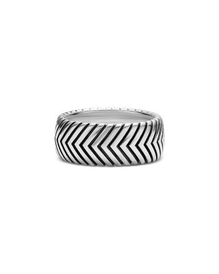 Men's Chevron Band Ring in Sterling Silver, 10mm