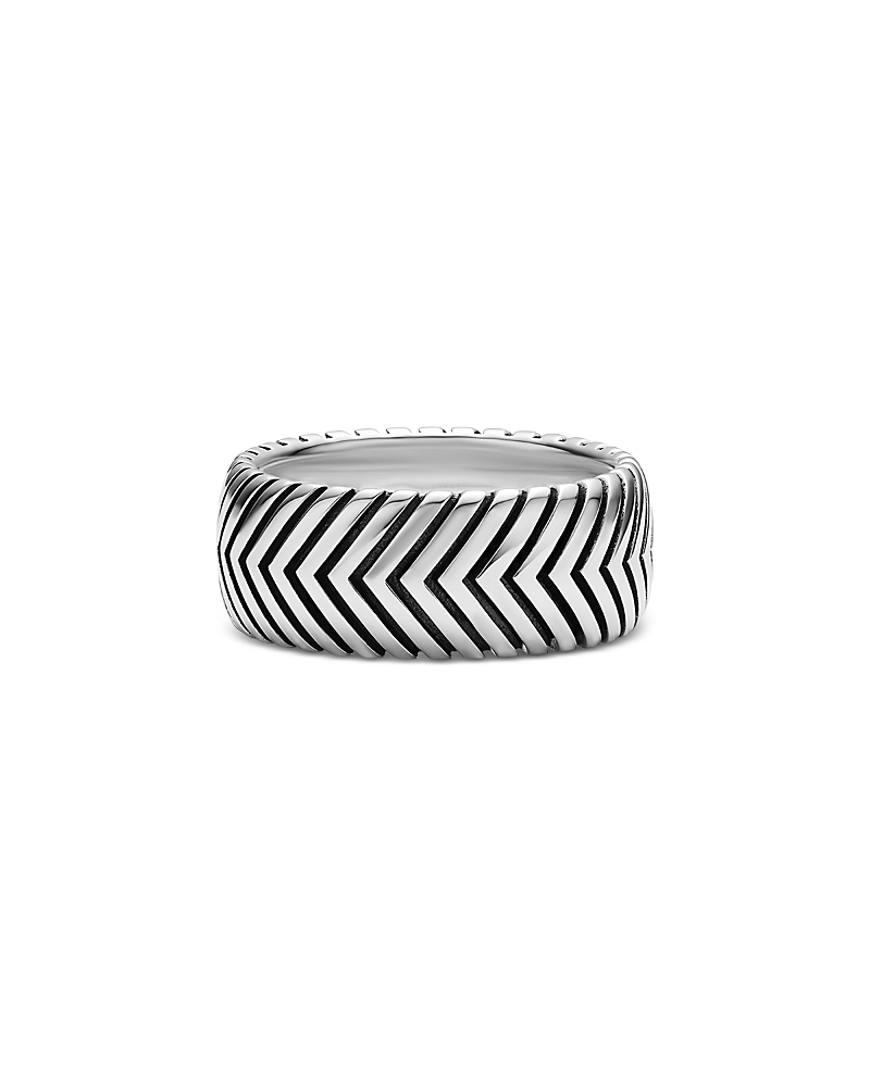 Men's Chevron Band Ring in Sterling Silver, 10mm
