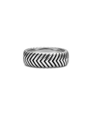 Men's Chevron Band Ring in Sterling Silver, 8mm