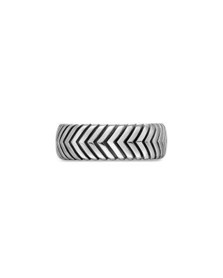 Men's Chevron Band Ring in Sterling Silver, 8mm