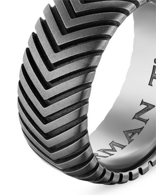 Men's Chevron Band Ring in Titanium, 10mm