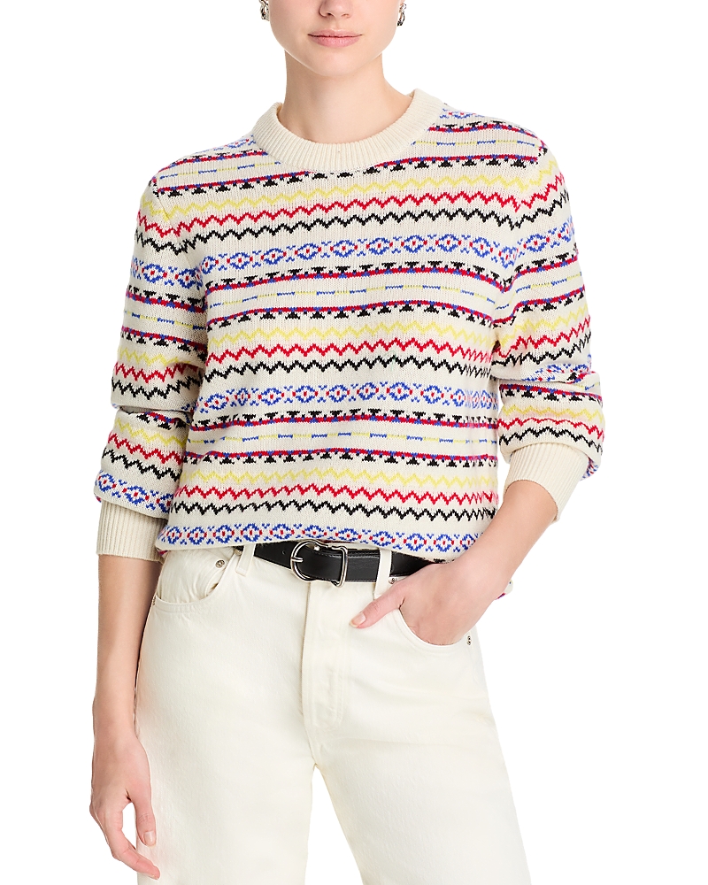 Guest In Residence Womens Lodge Patterned Wool And Cashmere Jumper Cream Combo In Creco
