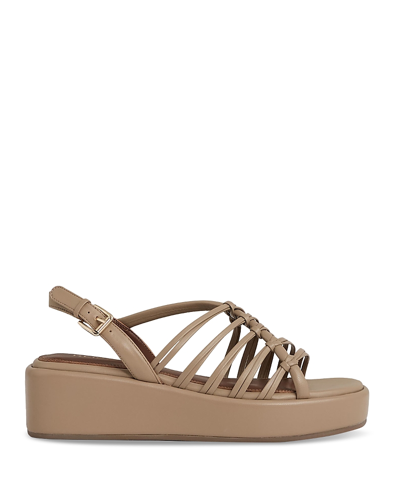Reiss Beige Leather Knot Strappy Platform Sandals In Beige