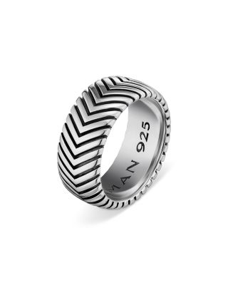 Men's Chevron Band Ring in Sterling Silver, 10mm