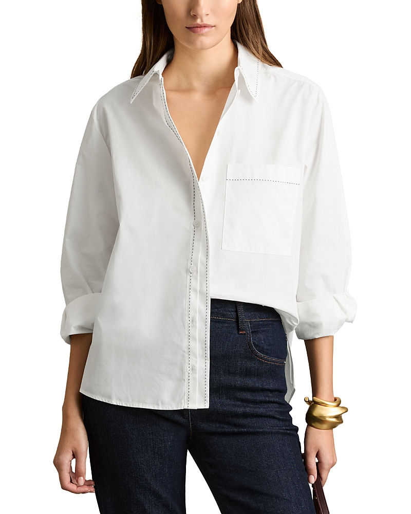 Reiss Sofia Stab Stitch Shirt In White
