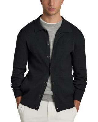 REISS - Saint Long Sleeve Fine Rib Button Up Cardigan