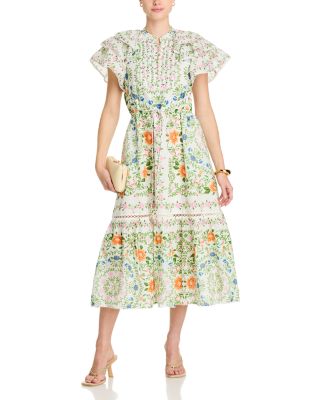 Folk Floral Midi Dress 