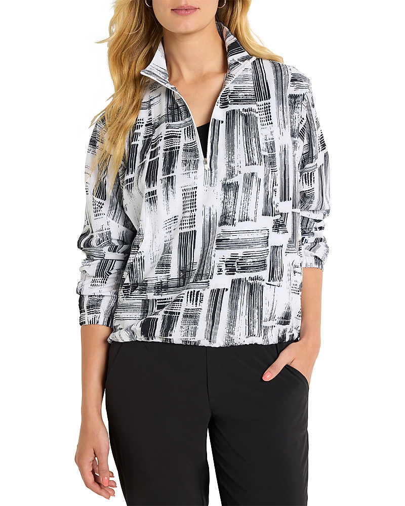 Nic + Zoe City Blocks Tech Stretch Popover In Black Multi