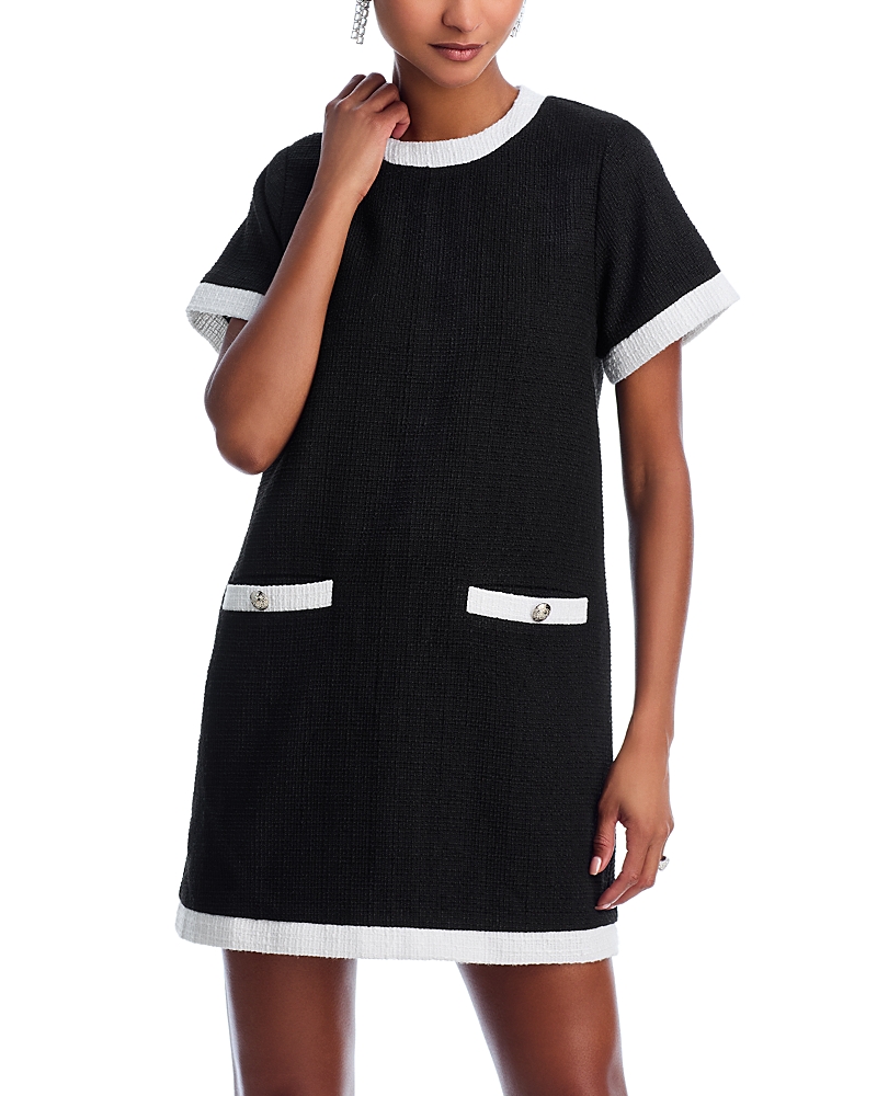 Shop Aqua Tweed Shift Dress - Exclusive In Black
