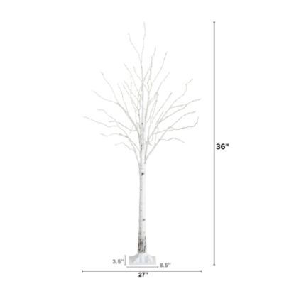 3&#39; Pre Lit Artificial White Birch Christmas Tree with 92 Warm White LED Lights