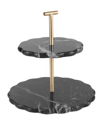 GAURI KOHLI - Concorde Black Marble Two-Tier Cake Stand