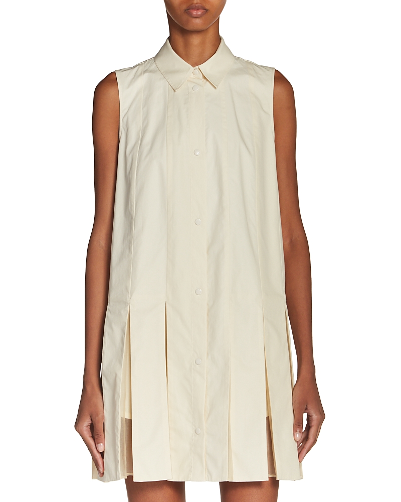 Shop Moncler Button Front Dress In Cream