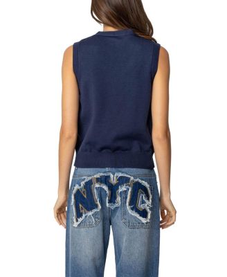 Cam Button Up Knit Vest Top