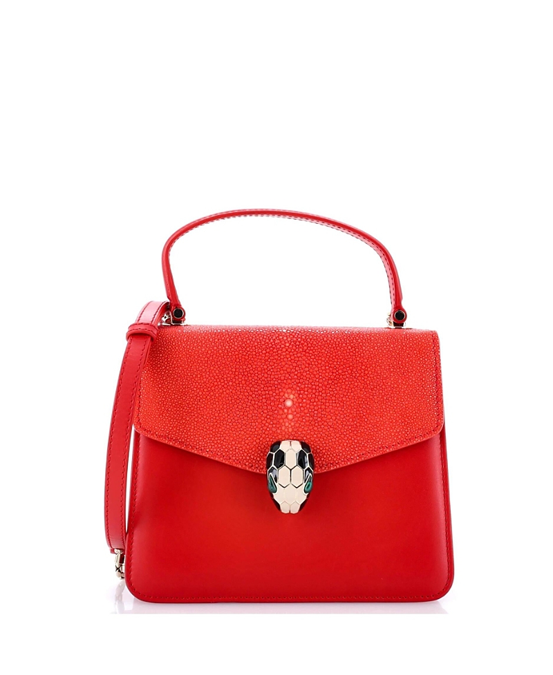 Pre-owned Pre-owned Bvlgari Bvlgari Small Serpenti Forever Top Handle Bag Leather And Stingray In Red