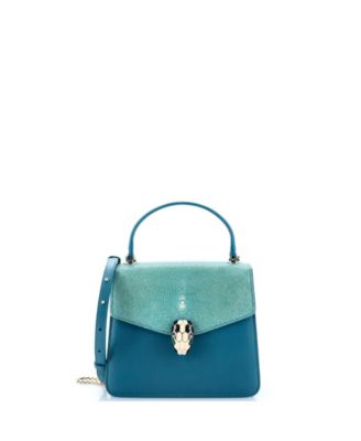 Pre-Owned Bvlgari - Small Serpenti Forever Top Handle Bag Leather and Stingray