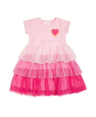 Sweet Wink - Girls' Pink Petal Valentine's Day Short Sleeve Tutu Dress - Little Kid, Big Kid