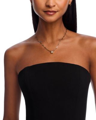 Certified Lab Grown Diamond Ascher Cut Bezel Paper Clip Pendant Necklace 14K Yellow Gold, 2.0 tcw