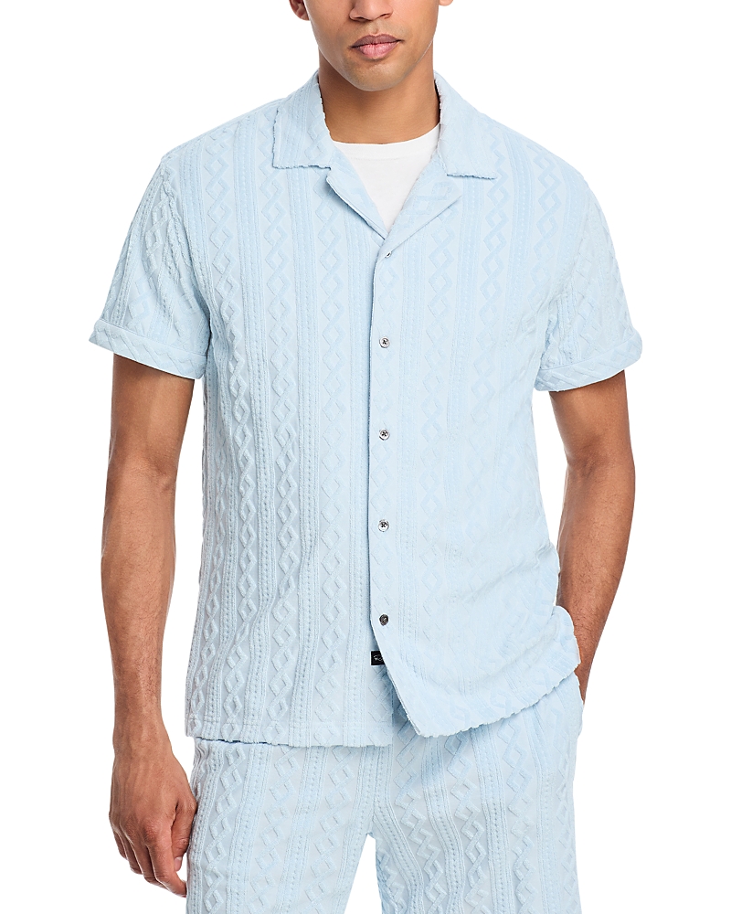 Rails Maverick Textured Knit Camp Shirt In Coastal Blue